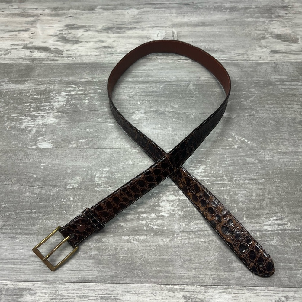 WM Brown American Alligator Belt 38